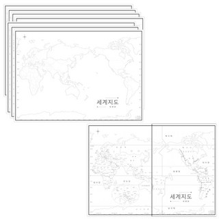 나우맵 태평양중심 세계 백지도 7p + 부록 양면지도 세트, 1세트, 05-1. 세계 백지도 8장 세트 - 태평양중심
