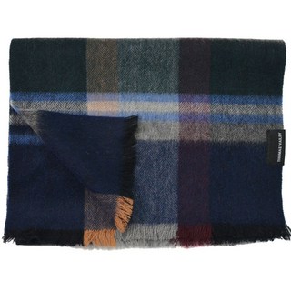 THOMAS VAILEY 羊絨混紡酷感格紋羊毛圍巾