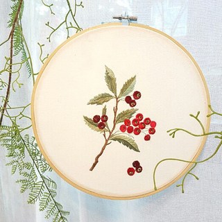 東方風格 野花刺繡繡框 落霜紅, 1套, 混合色