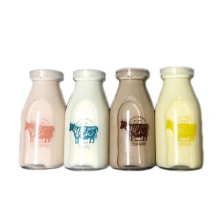 乳牛復古牛奶瓶 200ml x 4件組, 混合色, 1套