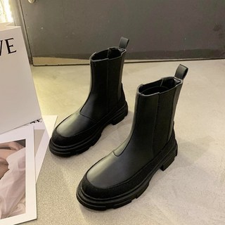 Floz 厚底皮革鬆緊帶切爾西靴