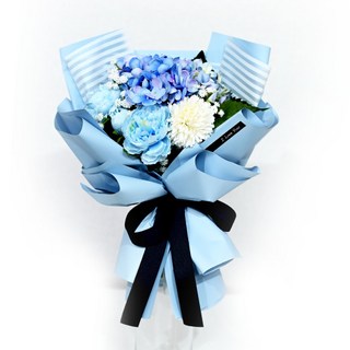 Garden in the City 人造繡球玫瑰花束, 藍色