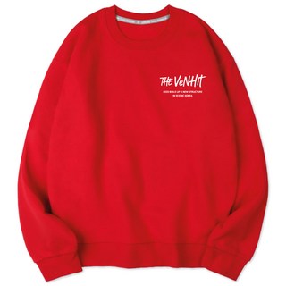 VENHIT 中性款大尺碼印花棉質寬鬆長袖衛衣