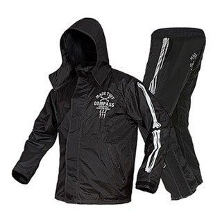 pole racing 摩托車防水雨衣上下套裝 D款, 黑色