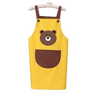 올나인 귀여운 곰돌이 앞치마, 옐로우 A, 1개
