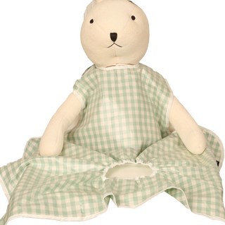 一體型防水圍兜 背心款, 薄荷綠格紋, 1件, 1件