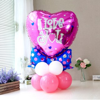 WOW PARTY KOREA I LOVE YOU 緞帶愛心LOVE大型氣球柱套組, 粉紅色, 2套