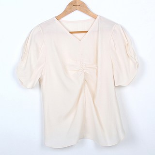 BBAEBBAE 女款抓皺細節泡泡袖短袖上衣