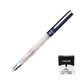 SAILOR 寫樂 HI-ACE NEO 透明書法鋼筆 + 黑色卡式墨水 14p, 1mm, 藍色