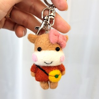Petdol Needle&Cock 針氈 可愛牛 鑰匙圈 DIY套組, 1套, 混合色