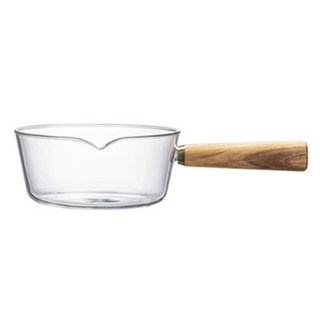 木柄玻璃牛奶鍋 600ml, 原木色, 15cm