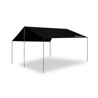 BUCK703 露營用黑色塗層防水天幕帳 L號, 黑色, 1入