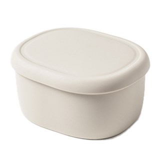 키친팩토리 파스텔 실리콘 라운드 밀폐용기 아이보리, 1개, 300ml
