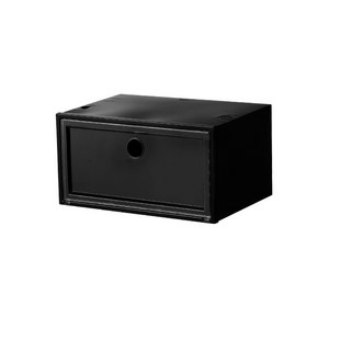 Pop Minds 塑膠透明側開門鞋盒 黑色, 1個