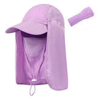 접이식 360도 햇빛가리개 모자, 퍼플