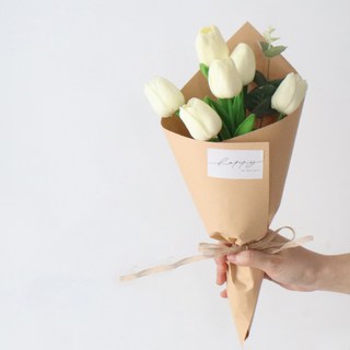 MORIANN 鬱金香 6朵 刻字燈飾花束, 奶油白(鬱金香), 6個