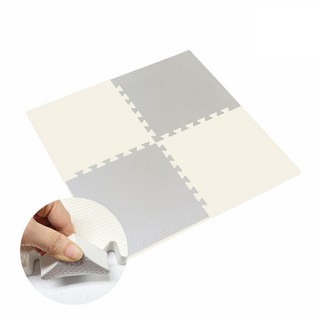 素色巧拼墊 L號, 象牙白+灰色, 4片