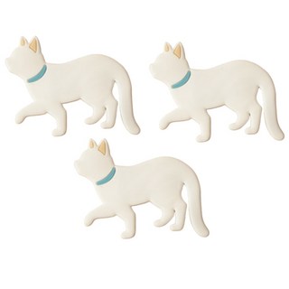 아롱이샵 고양이 자석 마스크 열쇠 걸이, 걷는 하얀냥, 3개