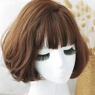 여성용 중단발 통가발 26cm, 다크브라운, 1개