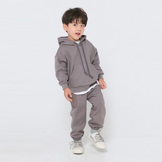 童款休閒連帽寬鬆長袖上衣+縮口長褲套裝