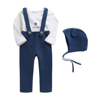 GREEN BEBE 孩童春秋羅紋吊帶褲3入組