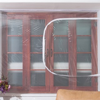 dashop 窗型拉鍊式防風氣泡膜 300 x 120 cm + 魔鬼氈膠帶 10入組, 1套