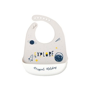 Starbean 可愛印花矽膠立體圍兜, 火箭, 1個, 1個