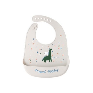 Starbean 可愛印花矽膠立體圍兜, 恐龍, 1個, 1個