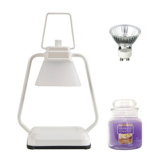 타이머 스퀘어 미니 캔들워머 + 양키 캔들 스몰자 세트, 레몬라벤더, 화이트