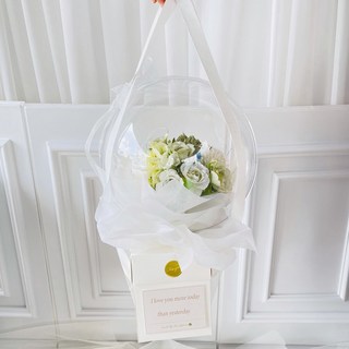 Lovely Farm 人造花 防爆魔法花氣球 花盒款 混合花束 25cm + LED燈 + 零用錢夾 10入組 求婚, 綠色混合(氣球花), 黑色(裝飾紙), 1個