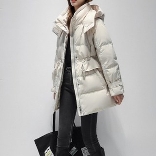 Paperments 女款簡約高領連帽中長版外套 00912