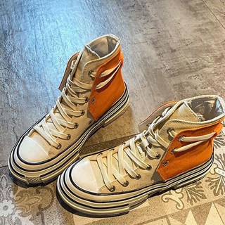 PAPERMENTS 女款高筒拼色帆布鞋