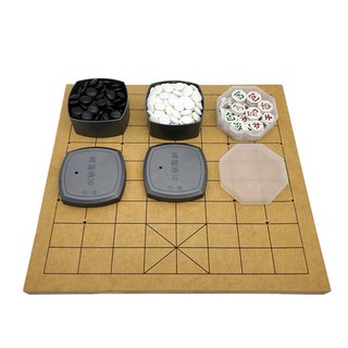 Inhyo 圍棋 平板式圍棋盤 25mm + 圍棋棋子 + 象棋棋子, 混合色