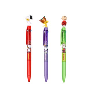 韓國 hM PLUS Peanuts 史努比公仔三色原子筆 3入組 D款 0.5mm, 史努比, 查理, 糊塗塌客, 1套