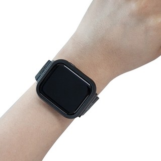 HARBING Apple Watch 錶圈邊框羅紋保護殼 45mm, 黑色