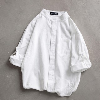 男士 I Love Home 亨利領捲袖襯衫