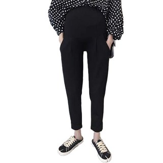 三角星黑色棉質孕婦褲