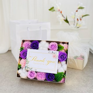 LOVELY FARM 人造花 高雅反轉禮金盒 + 提袋, 紫色