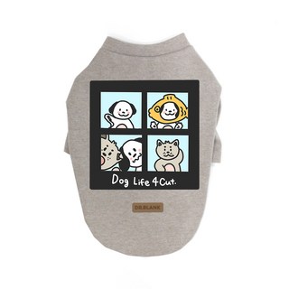 Blank Dog 狗狗人生四格T恤, 米色