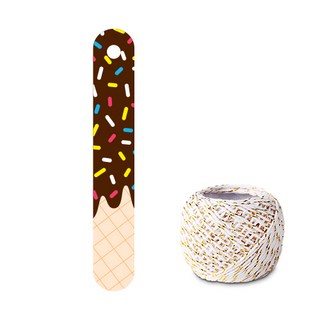 indi.k 巧克力Pepero吊牌 100入 + 白金色雙色棉繩 18m, 1套, 棕色 + 米色(吊牌), 白金色(雙色棉繩)