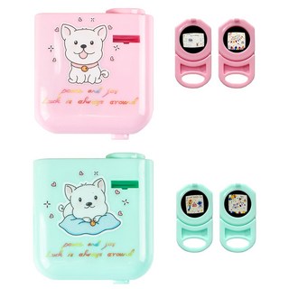 PARTYSHOW 生日派對迷你投影燈 2款 + 圖案片 4款組合, 1套, 粉紅色 + 薄荷綠