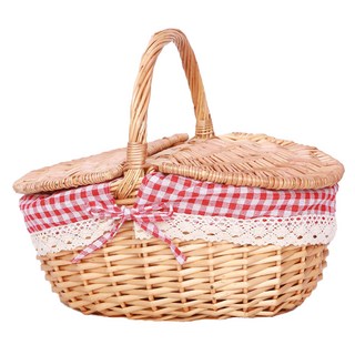 All-high 原木野餐籃, 08 半柳紅色格紋, 1個
