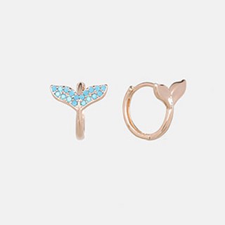 JUDY AND PAUL 綠松石海豚尾巴造型環扣式耳環