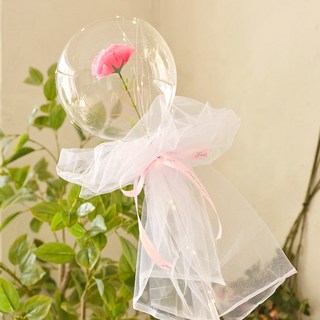 ASPASIA 皂花 Zenith 康乃馨 PVC氣球 + LED燈 + 康乃馨人造花 + 包裝紙 + 緞帶 + 蓋子 + 膠帶 + 手拿棒 + 手動打氣筒 + 零用錢信封, 粉紅色, 1個