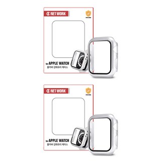 DC NET WORK Apple Watch鋼化玻璃全覆蓋保護殼 42mm 2入, 銀色