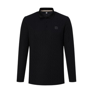 DAKS GOLF 男士 LONDON LIFE 滿版 Logo 緹花材質長袖翻領T恤