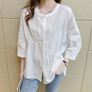 PAPERMENTS 亨利領長袖捏褶皺襯衫