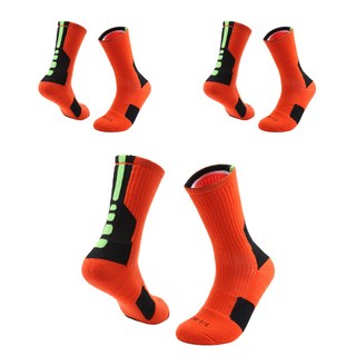 加厚籃球運動長筒襪 3雙, 08橙