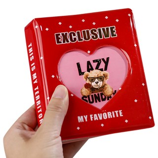 UNICOSY 呼叫書迷你照片商業書籍, 9頁, 04 慵懶星期日小熊款 紅色