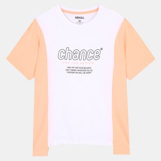 USALL 兒童不對稱剪裁拼色寬鬆版短袖T恤 ULRA20459